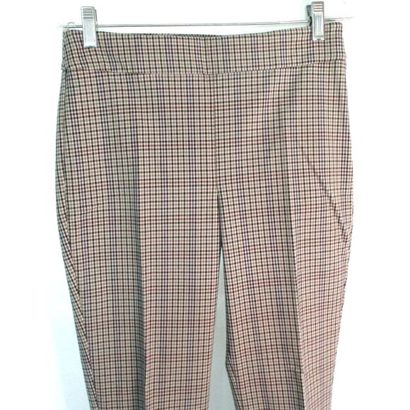 Talbots Women's Chatham Ankle Tan Mid Rise Side Zip Plaid Pants NWT Size 2 - Picture 2 of 12